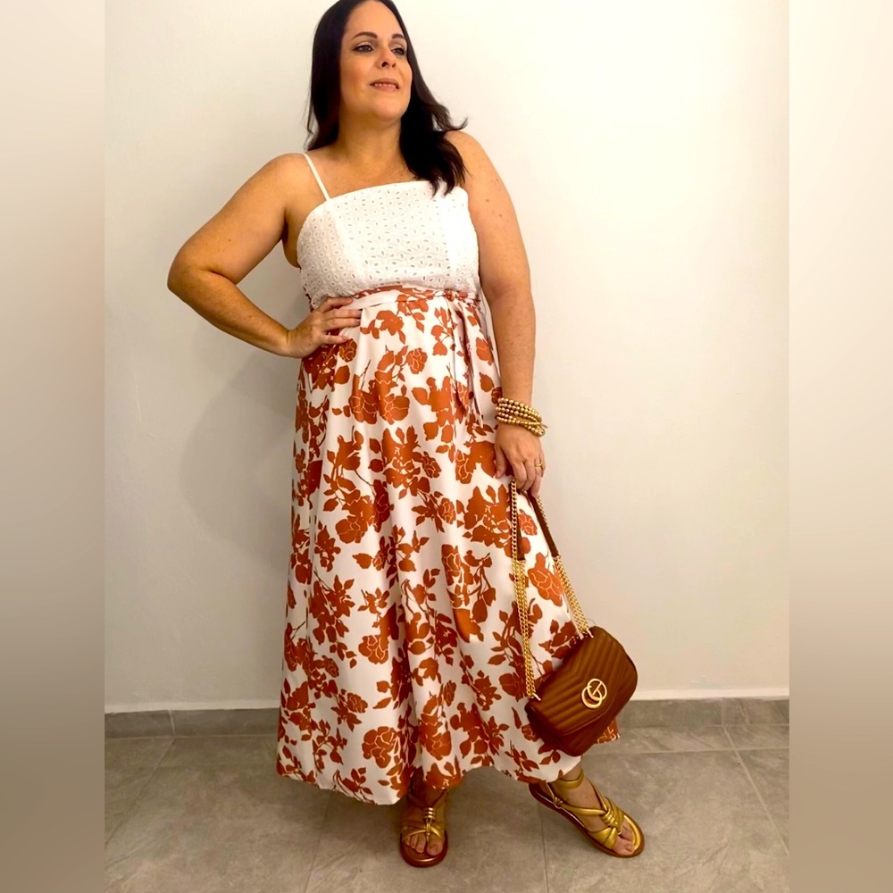 Maxi brown and ivory dress